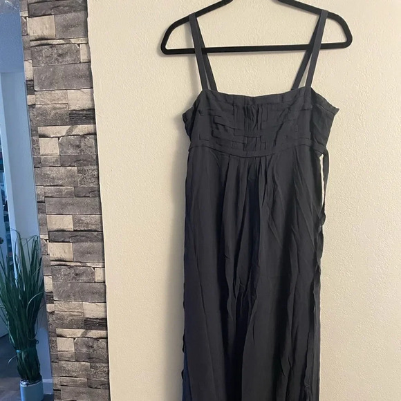 Leon Max navy blue strappy detail maxi silk dress size - Picture 9 of 11